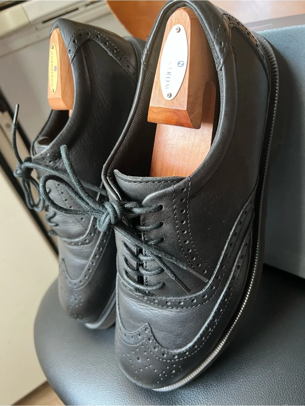 STEEL TOE Rockport Works Dressports Black Wingtip Safety Shoes 10.5 W excellent
